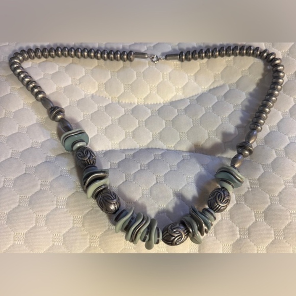 Silver and Gray Beaded Necklace